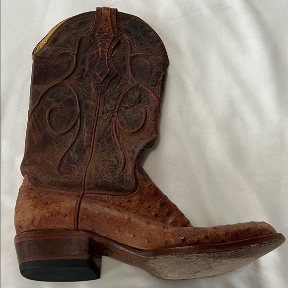 Cavender’s Ostrich Print Round Toe Cowboy Boots - Picture 12 of 16